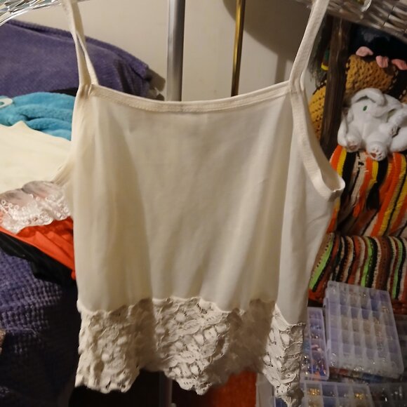 Knitworks Girls Medium M 10/12 Off White Sheer & Flower Patterned Camisole Cami - Picture 5 of 11